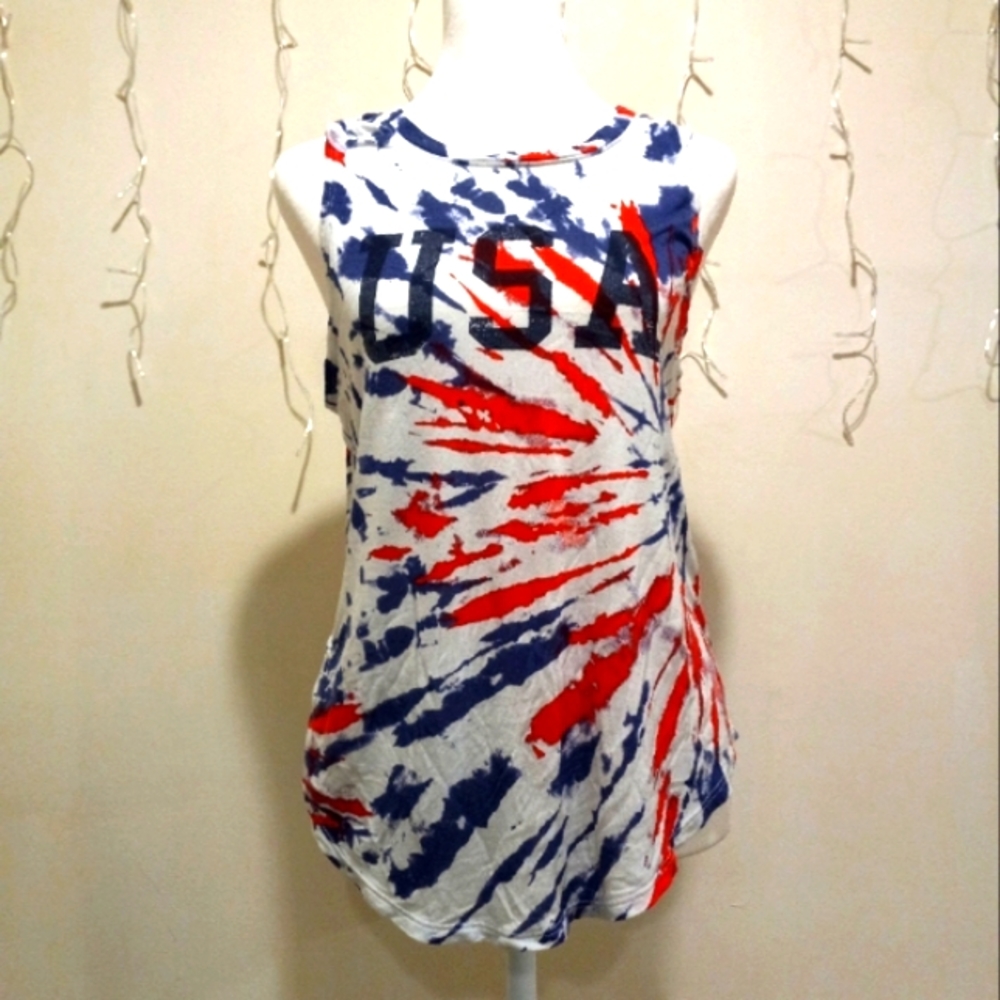 Womens USA high-low tank-top.